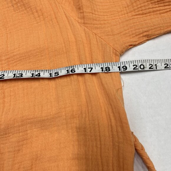 Magaschoni Dress XS Orange Organic Cotton Gauze Tiered Button Down Beachy Boho - Picture 8 of 9